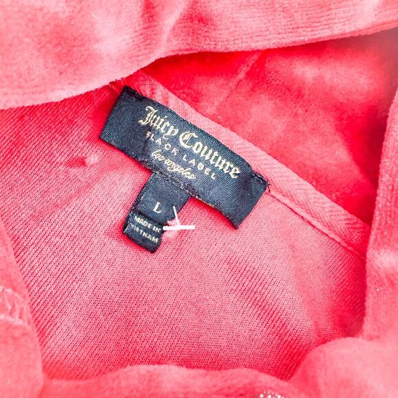 Juicy Couture Velour Red Los Angeles Long Sleeve Hoodie Vintage Y2K Size L - Picture 3 of 6